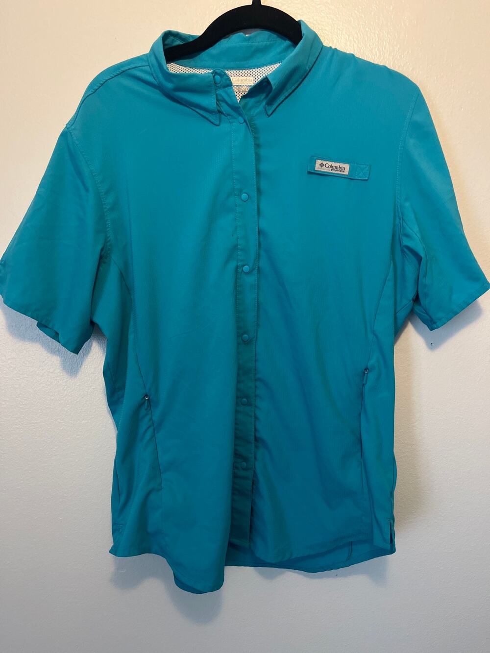 Columbia Sportswear Women's Tamiami II Short Sleeve Shirt Blue Large Omni Shield